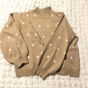 Tan and Cream Polka Dot Sweater